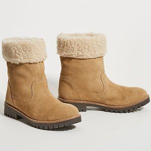 SOLD Anthropologie Louise Tan Brown Boot Shearling
